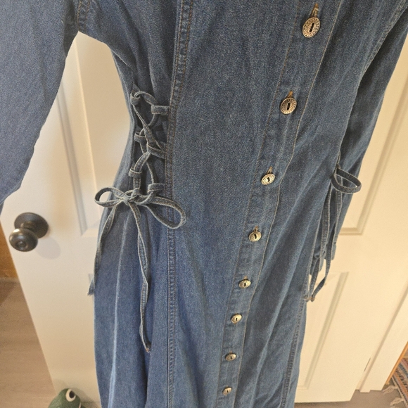 Vintage Forenza Denim Western Long Sleeve Button Down Maxi Dress, SIZE 10 - Picture 15 of 16